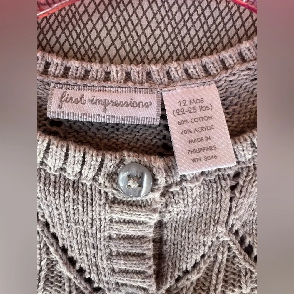 first impressions - baby gray cardigan sweater
(Size 12m) - Picture 3 of 3